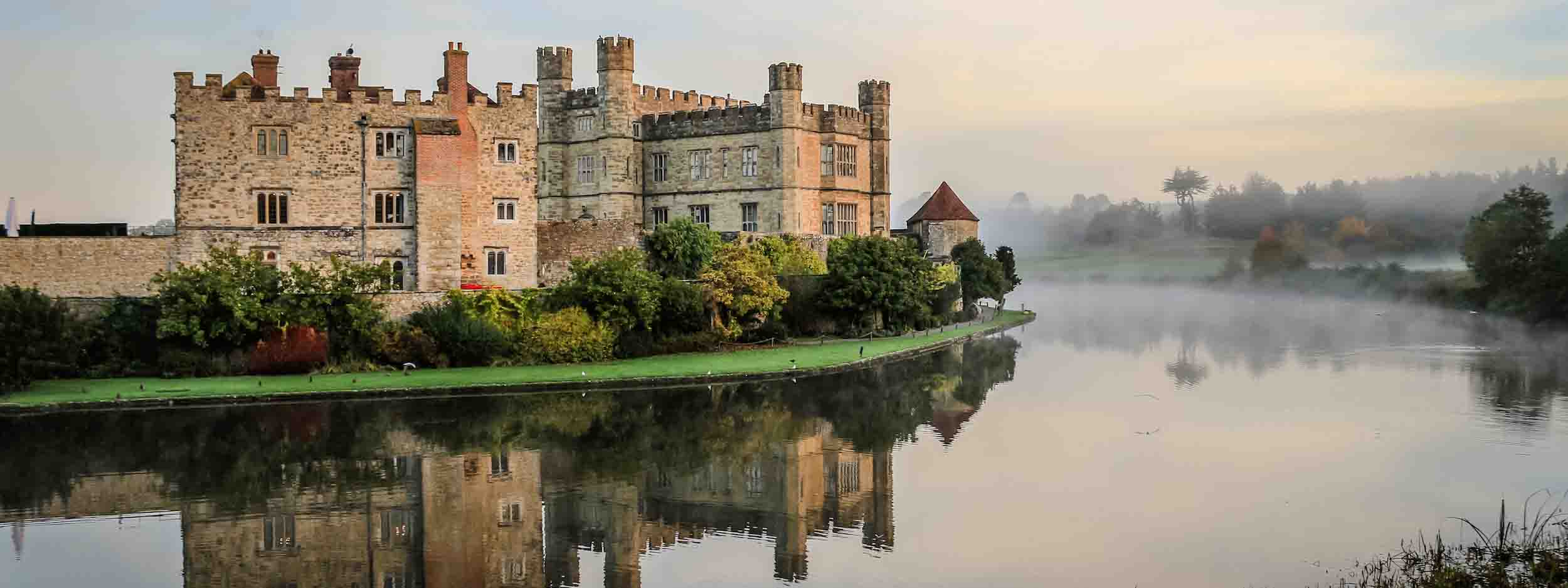 Leeds Castle i morgonljuset i sydöstra England.